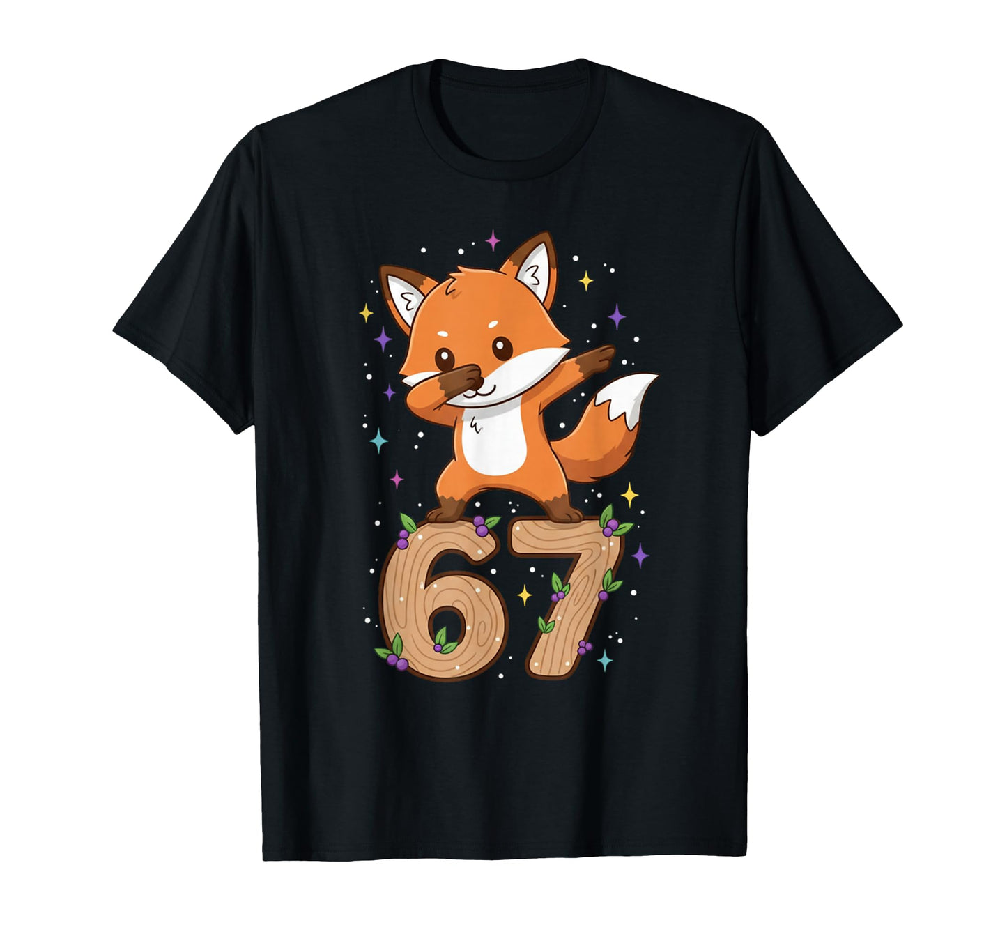 Dabbing Fox 67 Funny Six Seven Gen Z Slang Meme Cute T-Shirt