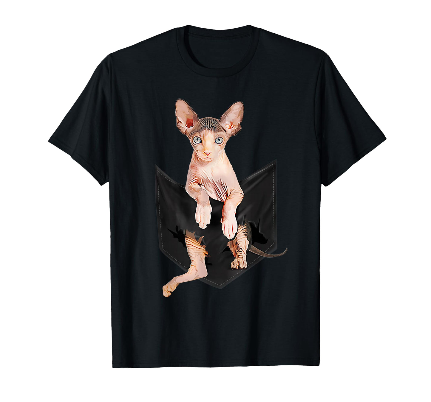 Sphynx Cat in Pocket T-Shirt Cats Tee Shirt Gifts T-Shirt