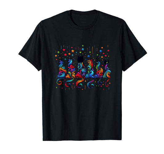 80s Colorful Kitten Lover Artwork Decor Cute Art Cat T-Shirt