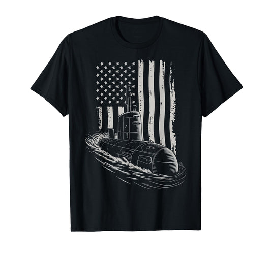 Submarine USA Flag Veteran 4th of July T-Shirt