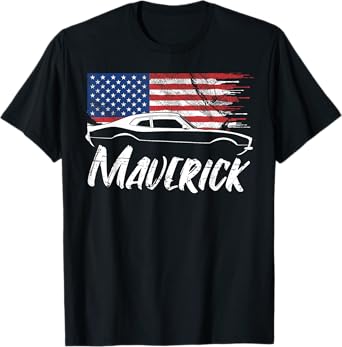 Maverick 302 Vintage American Flag USA Muscle Car T-Shirt