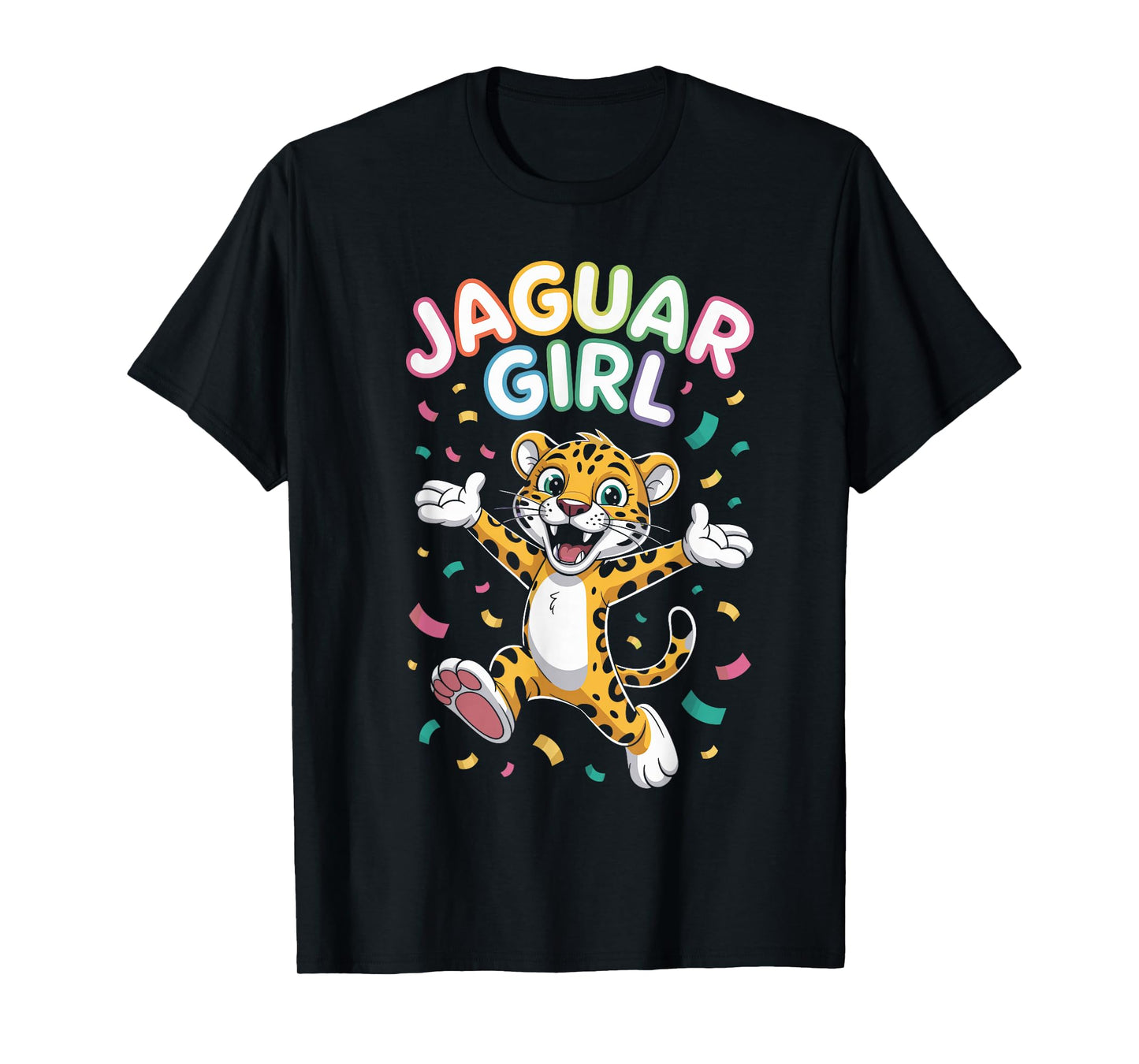 Womens Jaguar Girl Cartoon Wild Cat Retro Artwork Jungle T-Shirt