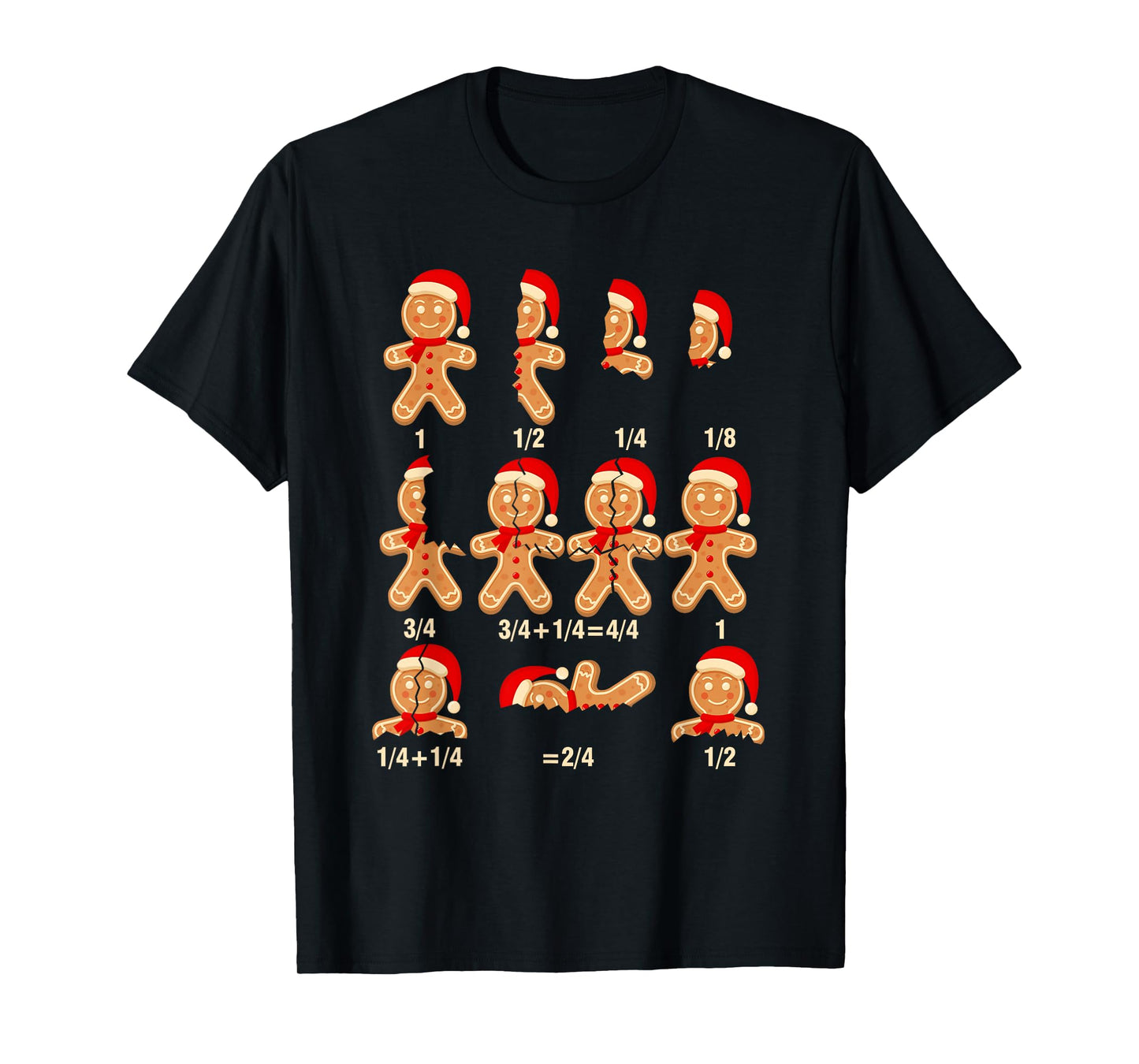 Christmas Math Teacher Equation Gingerbread With Santa Hat Men Women T-Shirt