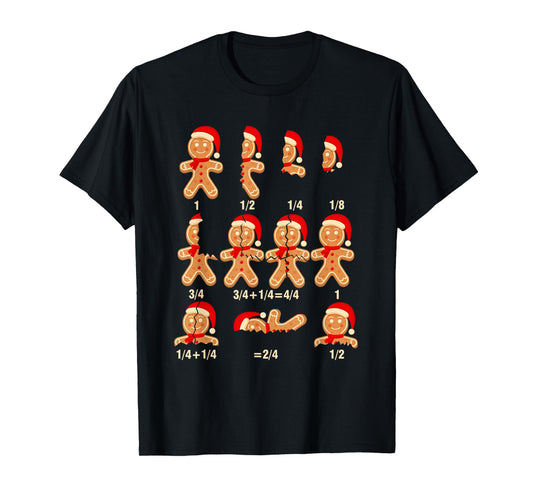 Christmas Math Teacher Equation Gingerbread With Santa Hat Men Women T-Shirt