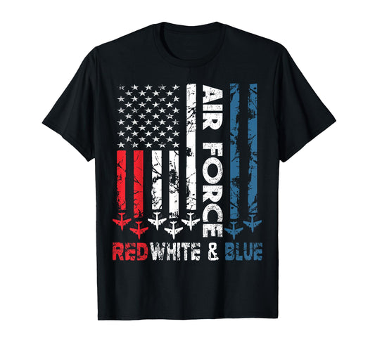 Air Force Red White and Blue 4th of July Vintage USA Flag T-Shirt