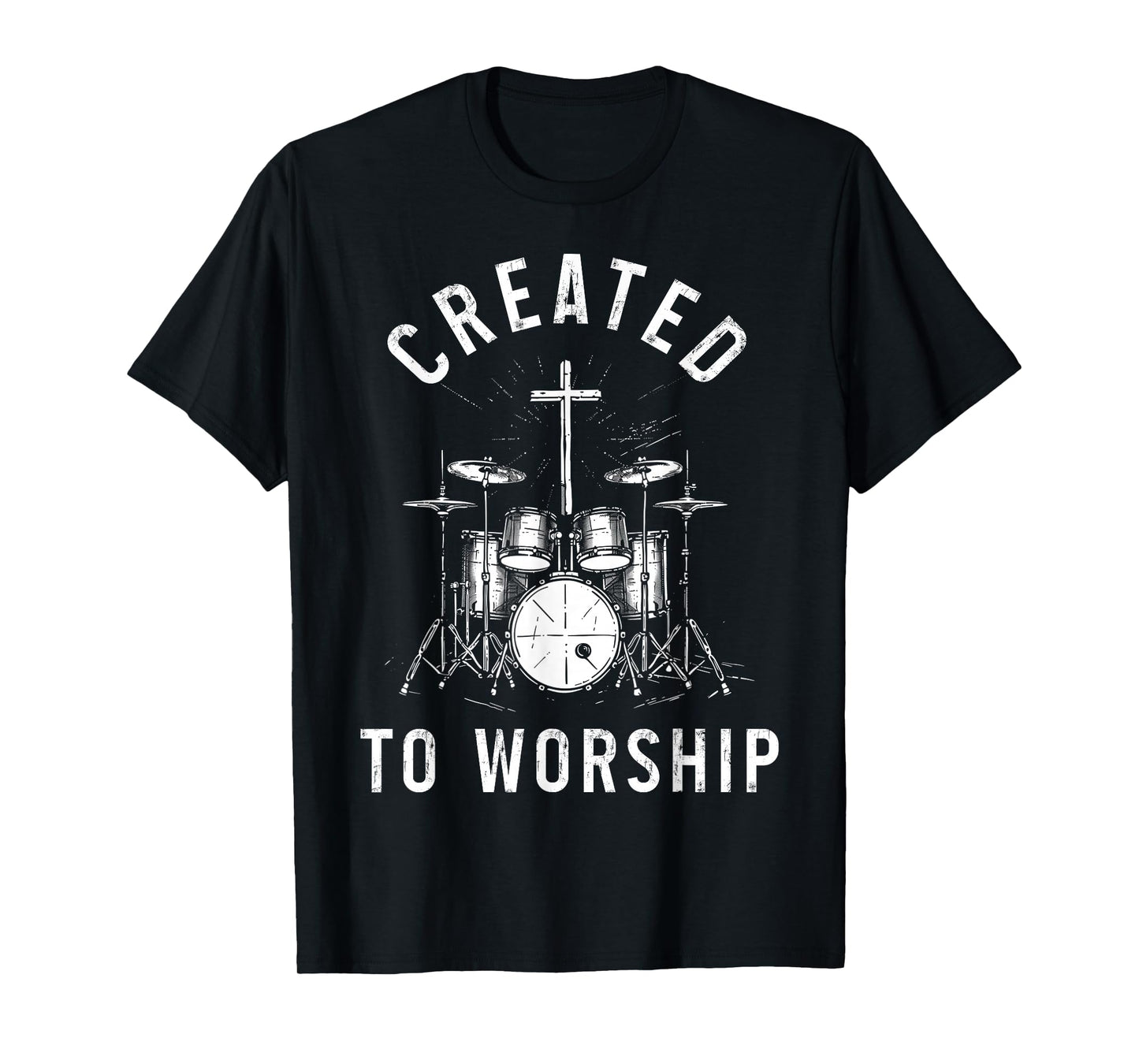 Christian Drummer Created To Worship Faith Cross Jesus T-Shirt