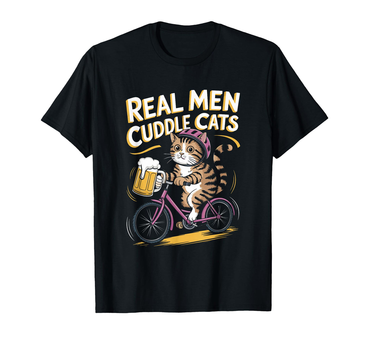 Real Men Cuddle Cats Funny Cat Lover Design T-Shirt