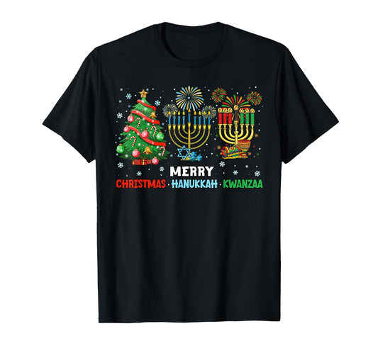 Christmas Hanukkah Kwanzaa Happy Holidays Matching Pajama T-Shirt