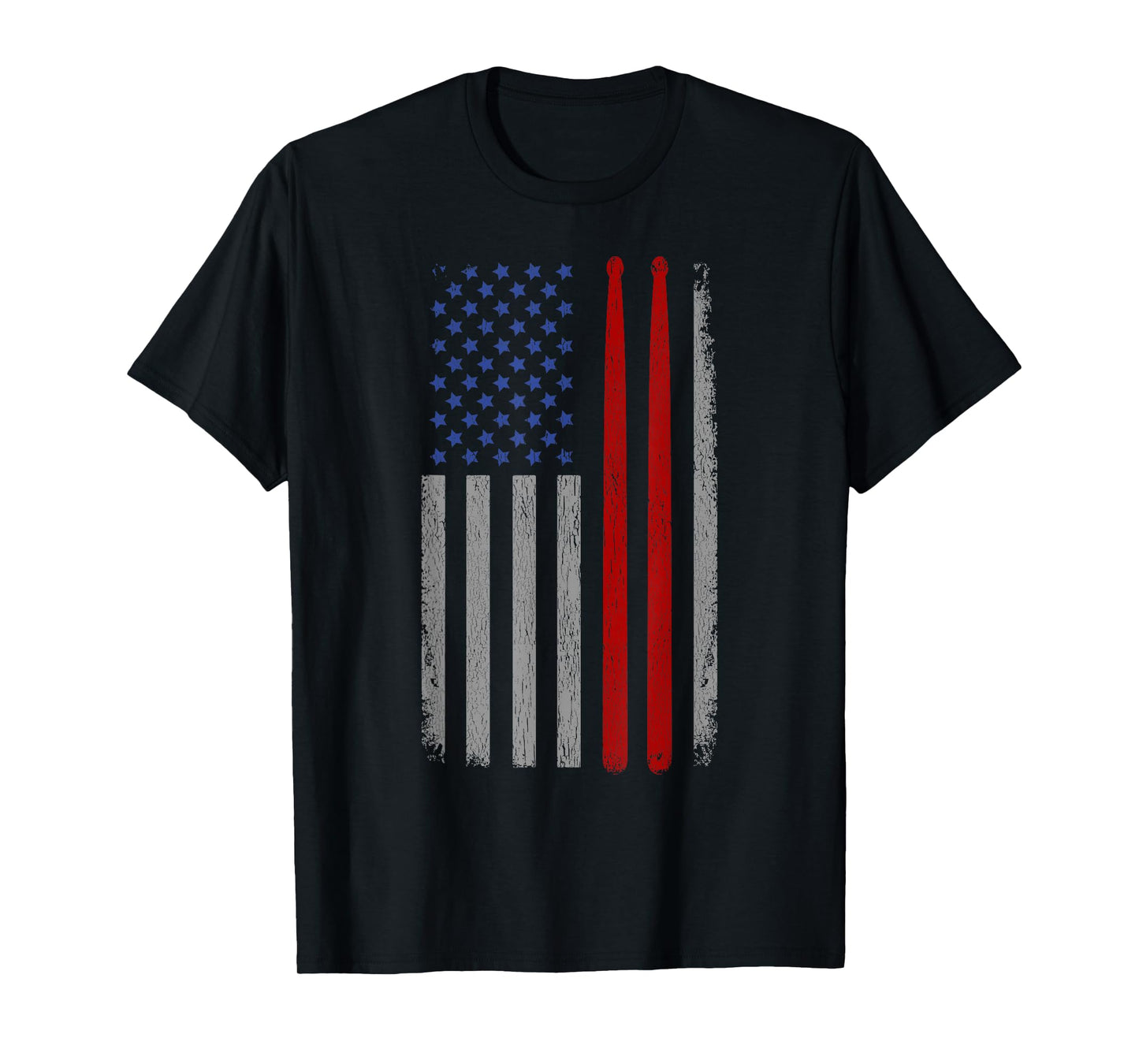 Vintage Drum Sticks American Flag Funny Drummer Gift For Him T-Shirt for Women Girls Kids Men