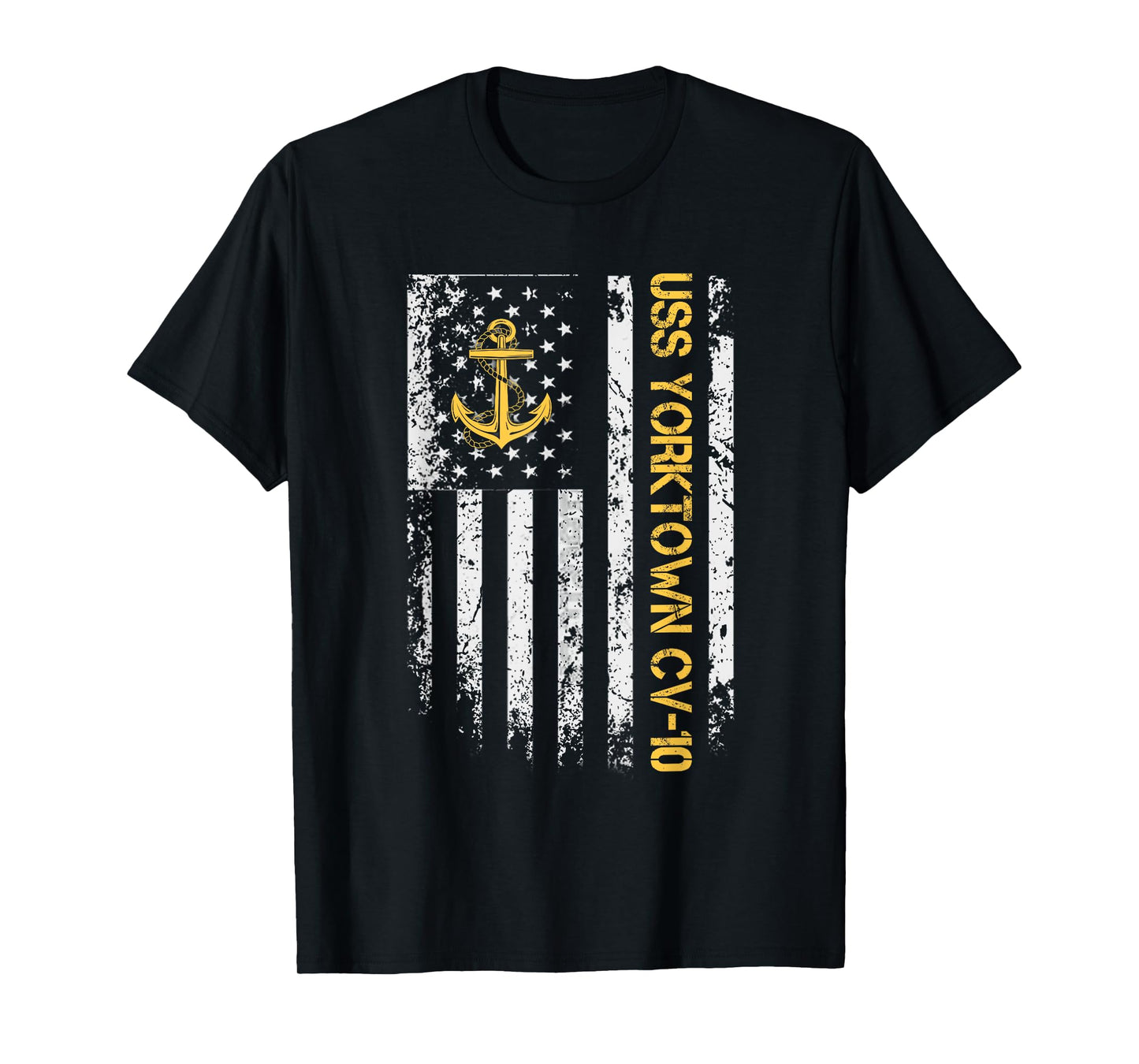 USS Yorktown CV-10 Aircraft Carrier USA Flag Veterans Day Women Men T-Shirt