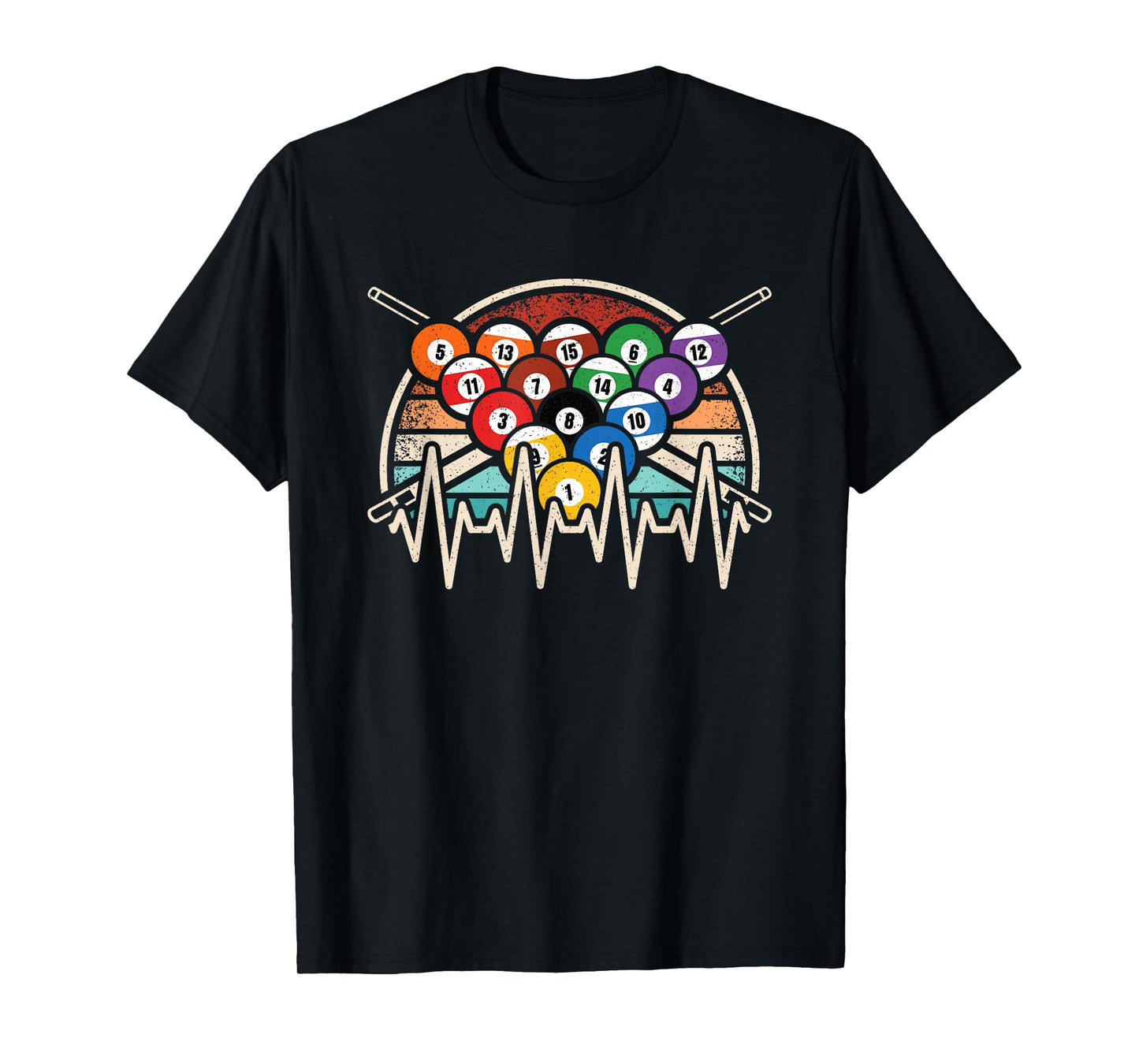 Billiard Heartbeat Funny Billiard Vintage Pool Men Women T-Shirt
