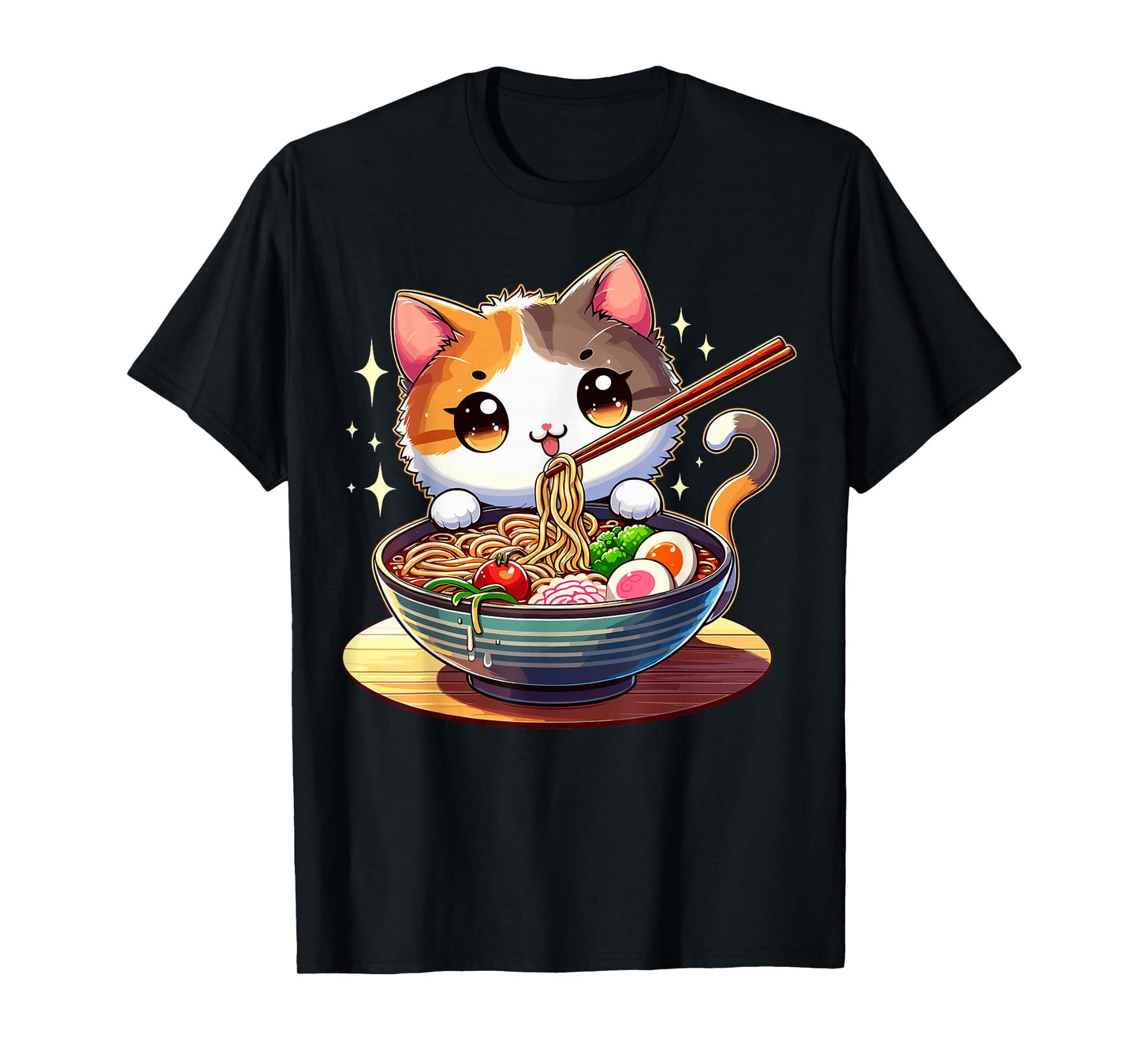 Cat Ramen Noodles Anime Kawaii Japanese Cat T-Shirt