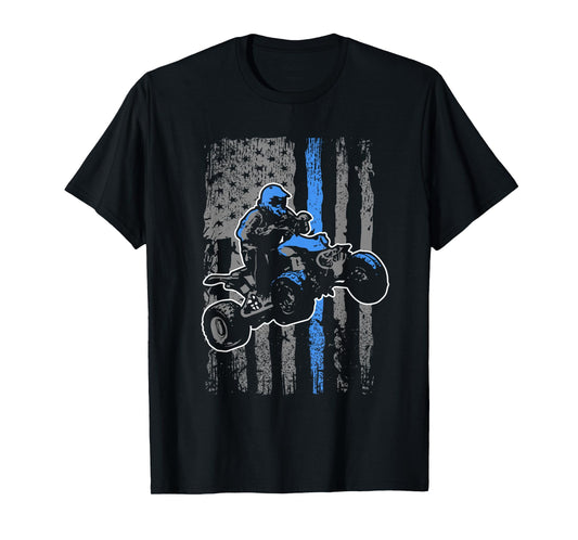 American Flag Four Wheeler Quad Men ATV Riding Gift T-Shirt Small
