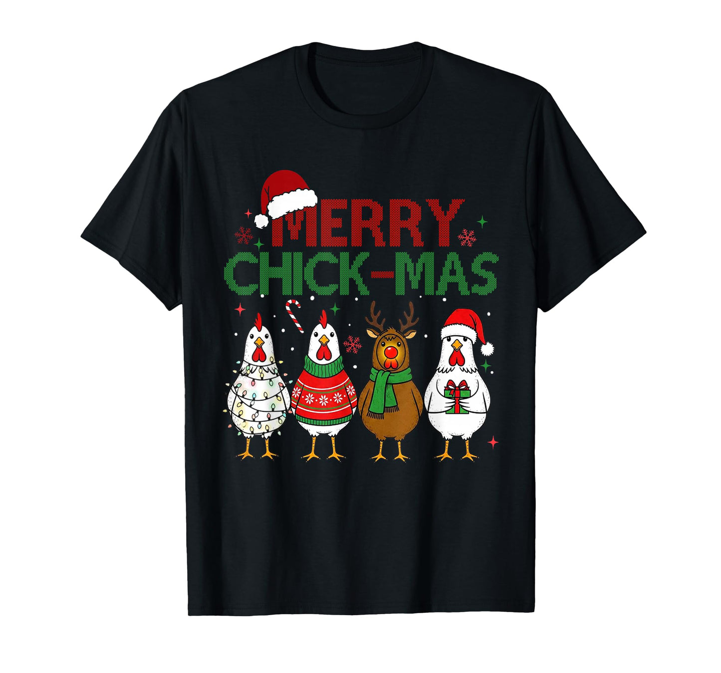 Chicken Christmas Santa Hat Merry Chickmas Xmas Farm Animal T-Shirt