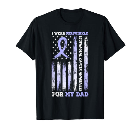 I Wear Periwinkle For My Dad USA Flag Ribbon Esophageal T-Shirt