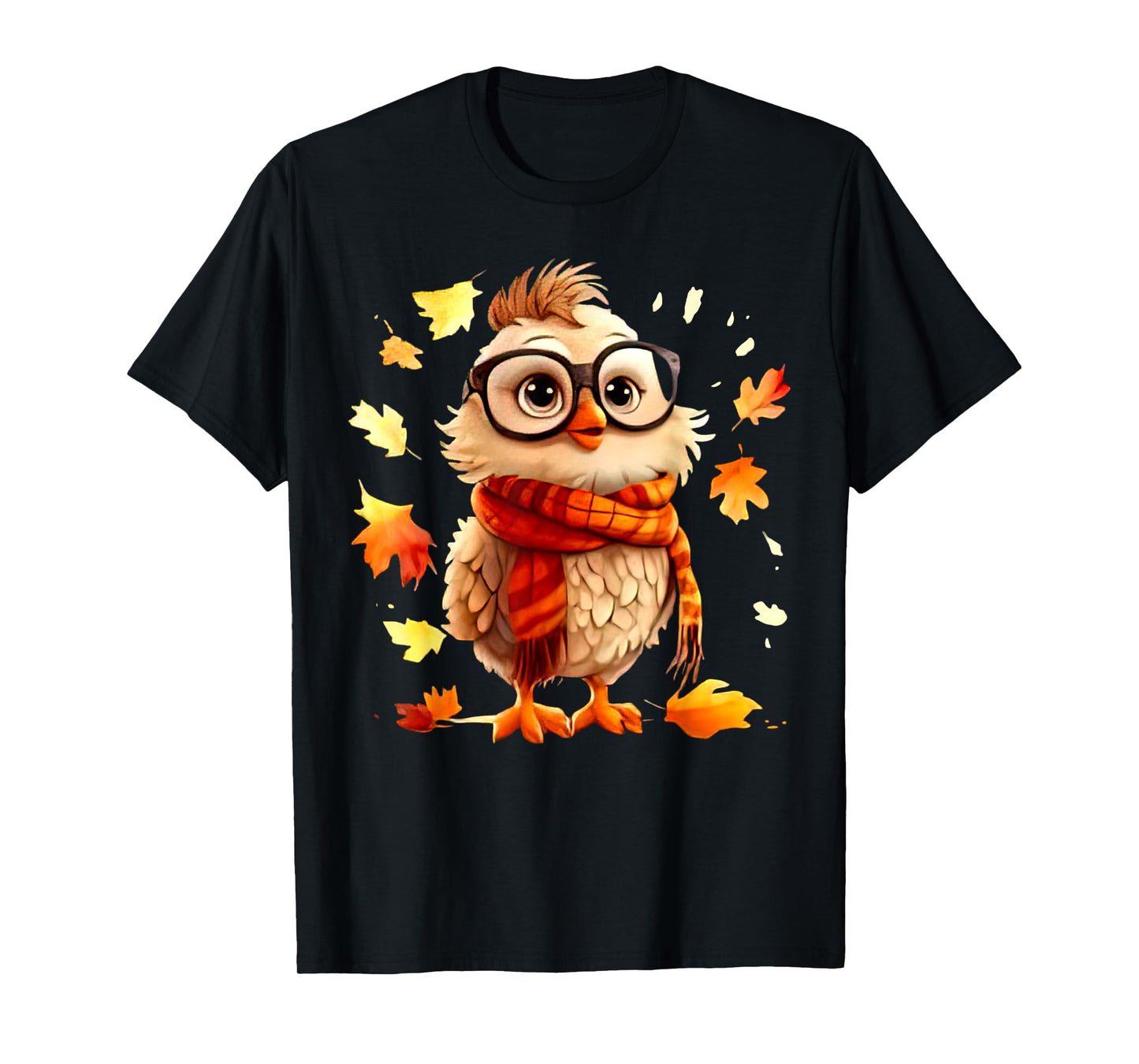 Cute Chick Fall Leaves Chicken Farm Animal Autumn T-Shirt