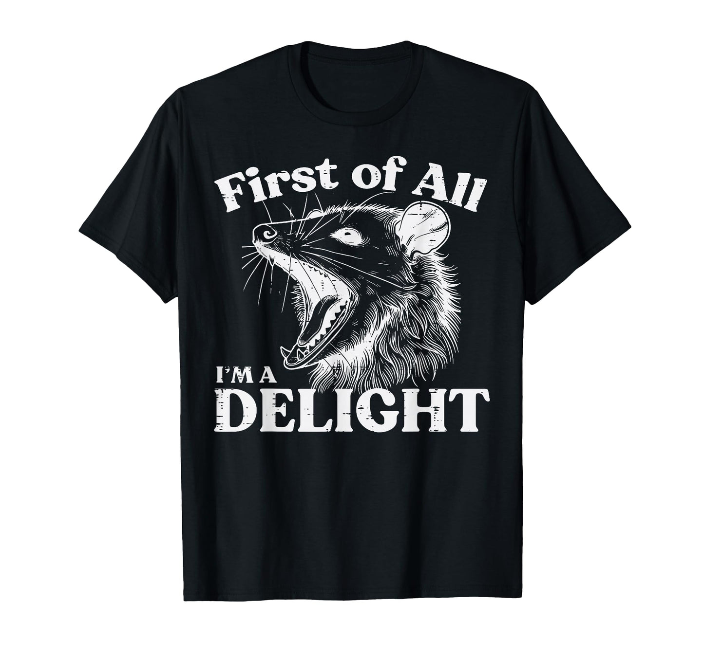 Opossum First Im A Delight Funny Possum Humor Men Women Kids T-Shirt