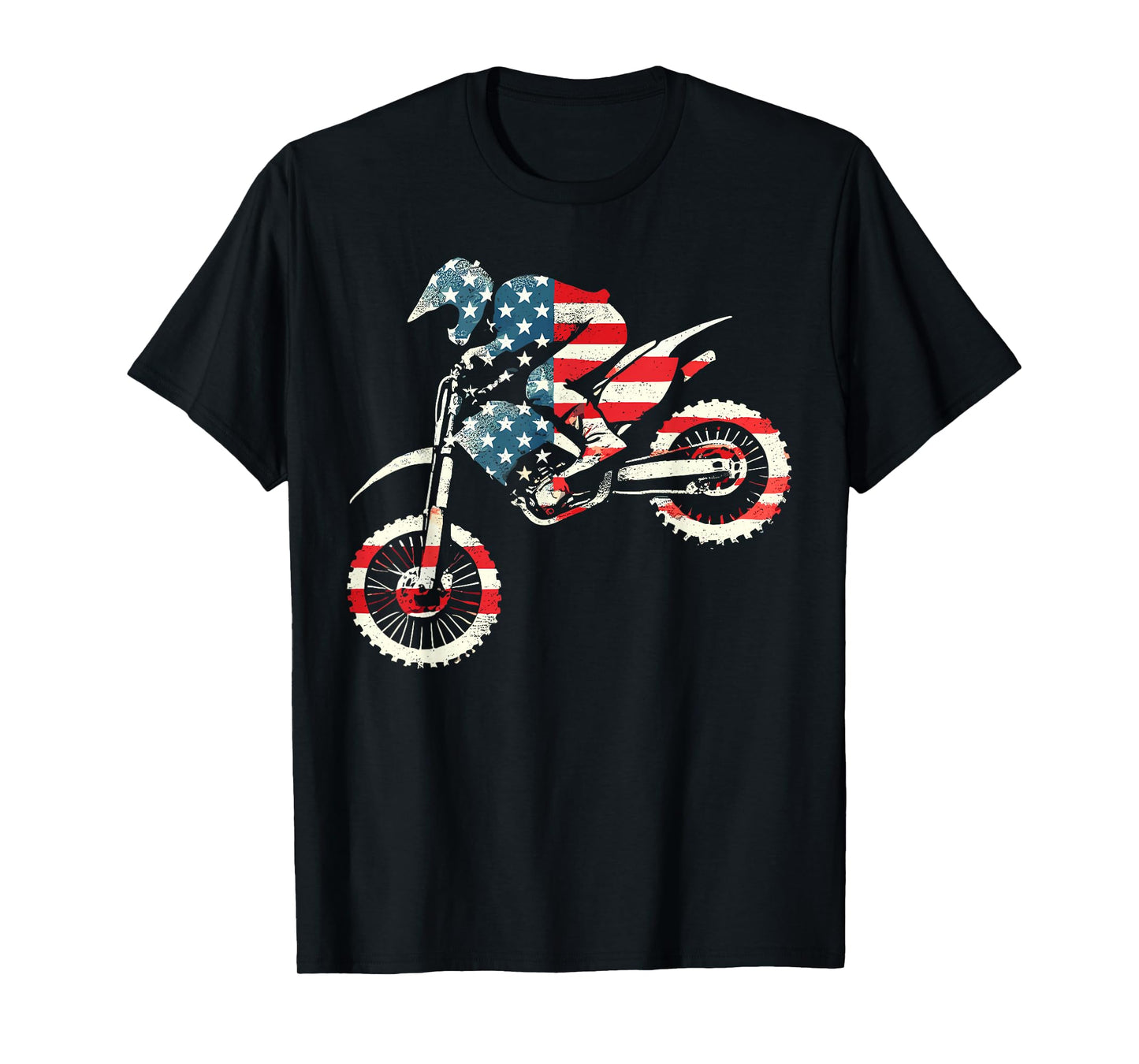 Dirt Bike American Flag Motocross Enduro T-Shirt