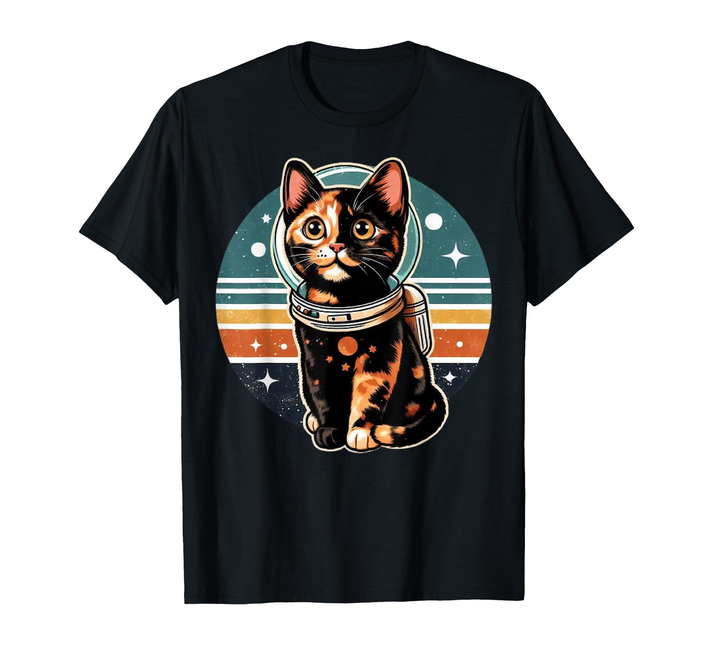 Cute Vintage Tortoiseshell Cat Retro Space Cat T-Shirt
