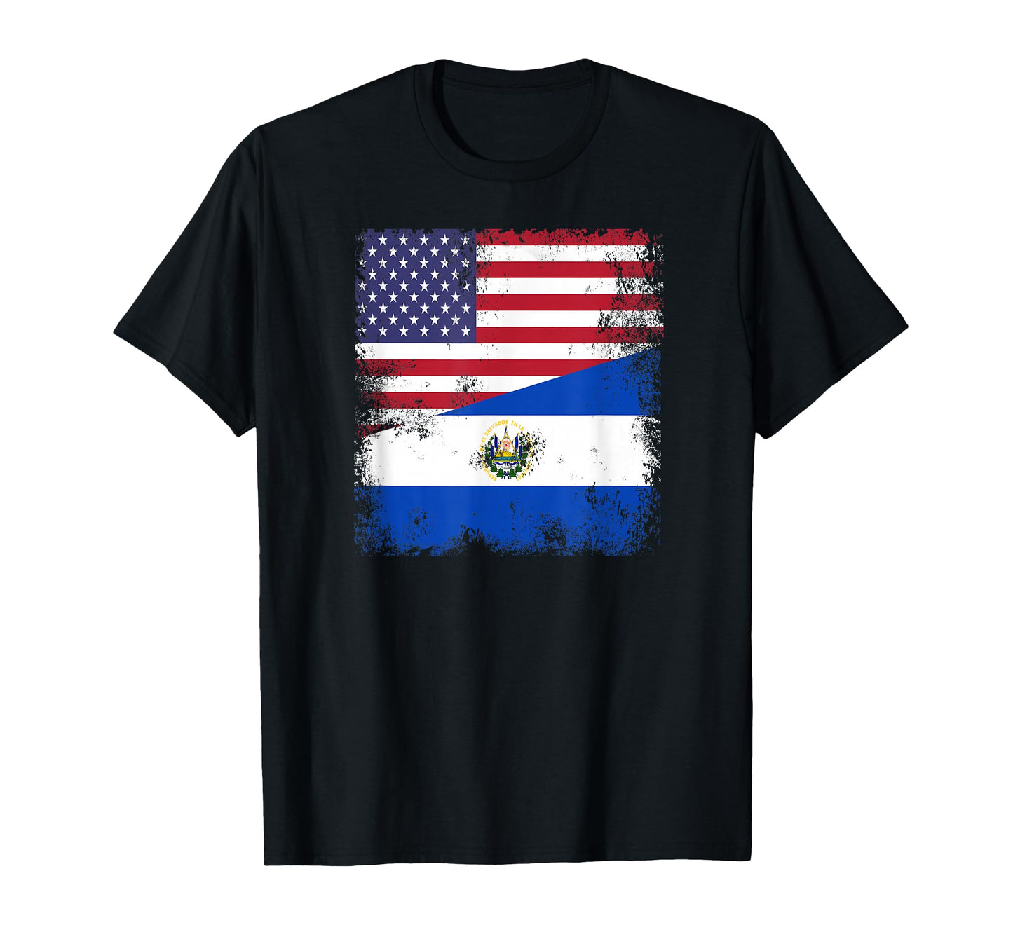 Half Salvadoran Flag T-Shirt | Vintage El Salvador USA Gift T-Shirt
