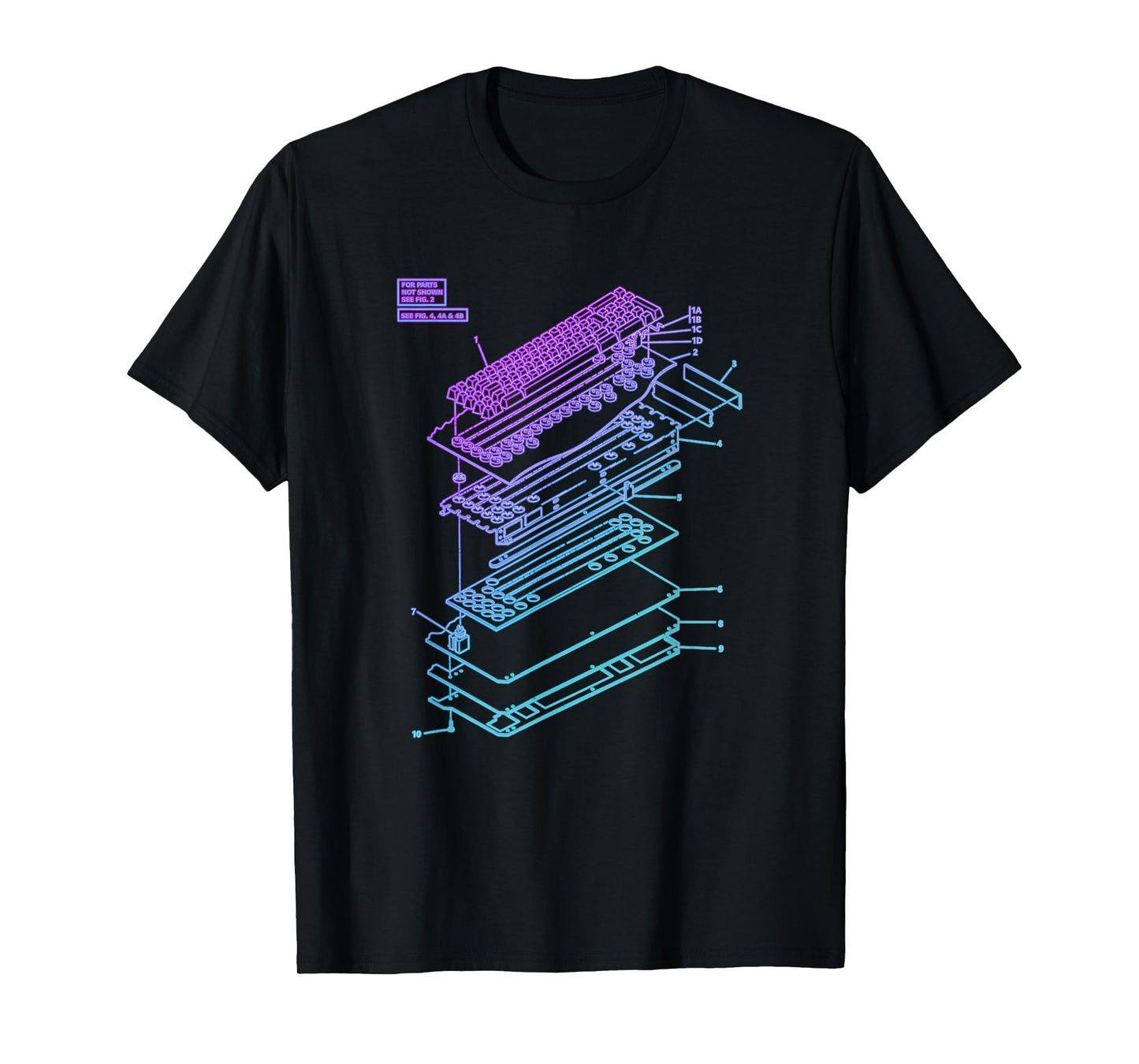 All Things Geek by MCMA Mechanical Keyboard Patent Drawing Graphic Design Art T-Shirt