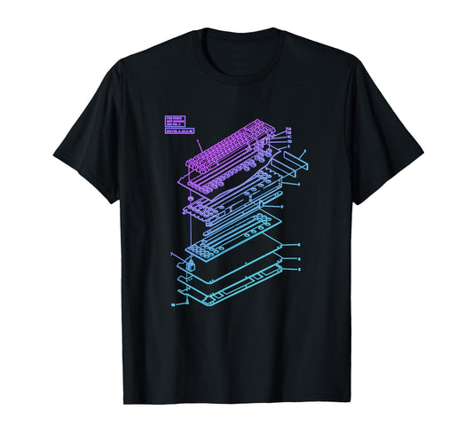 All Things Geek by MCMA Mechanical Keyboard Patent Drawing Graphic Design Art T-Shirt