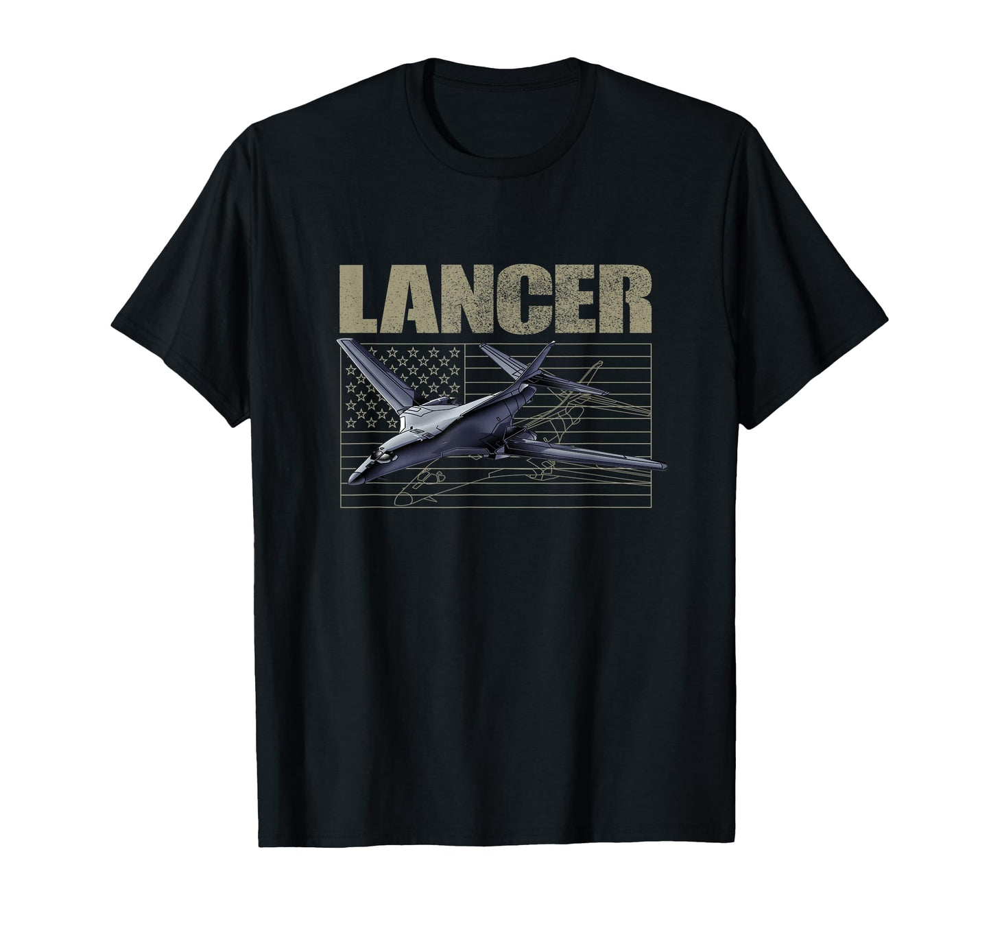 USA B1 Lancer Military Jet Bomber Airplane American Flag Women Kids Men T-Shirt