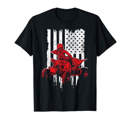 Vintage All-Terrain Vehicles Four Wheeler ATV American Flag T-Shirt