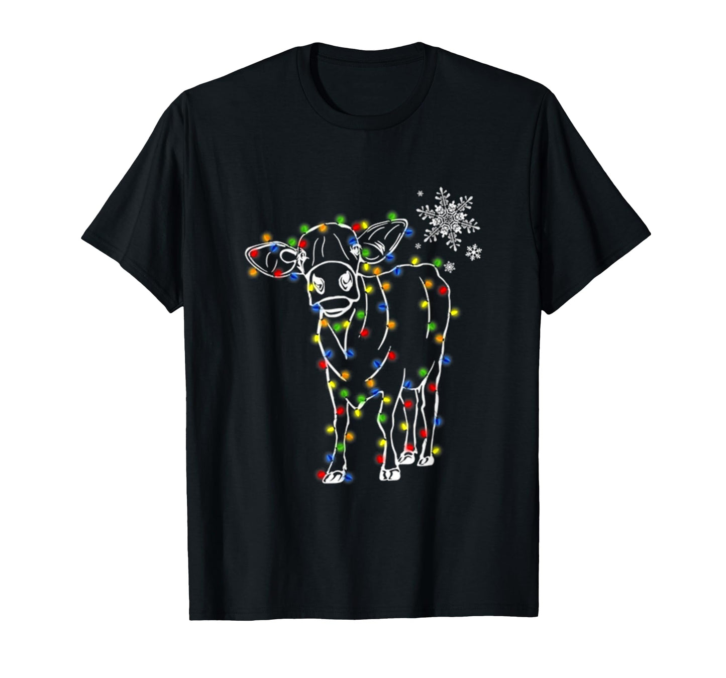 Cow Christmas Light Tree Cow Xmas Snow Lover T-Shirt