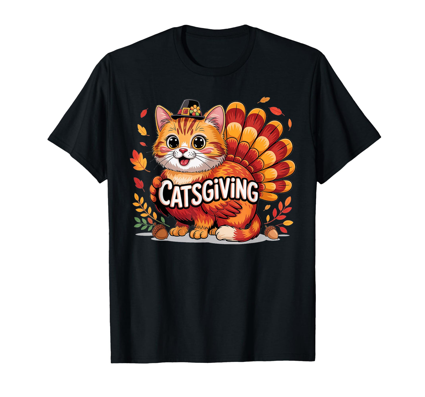 Funny Happy Thanksgiving Catsgiving Cat Lovers Turkey Day T-Shirt