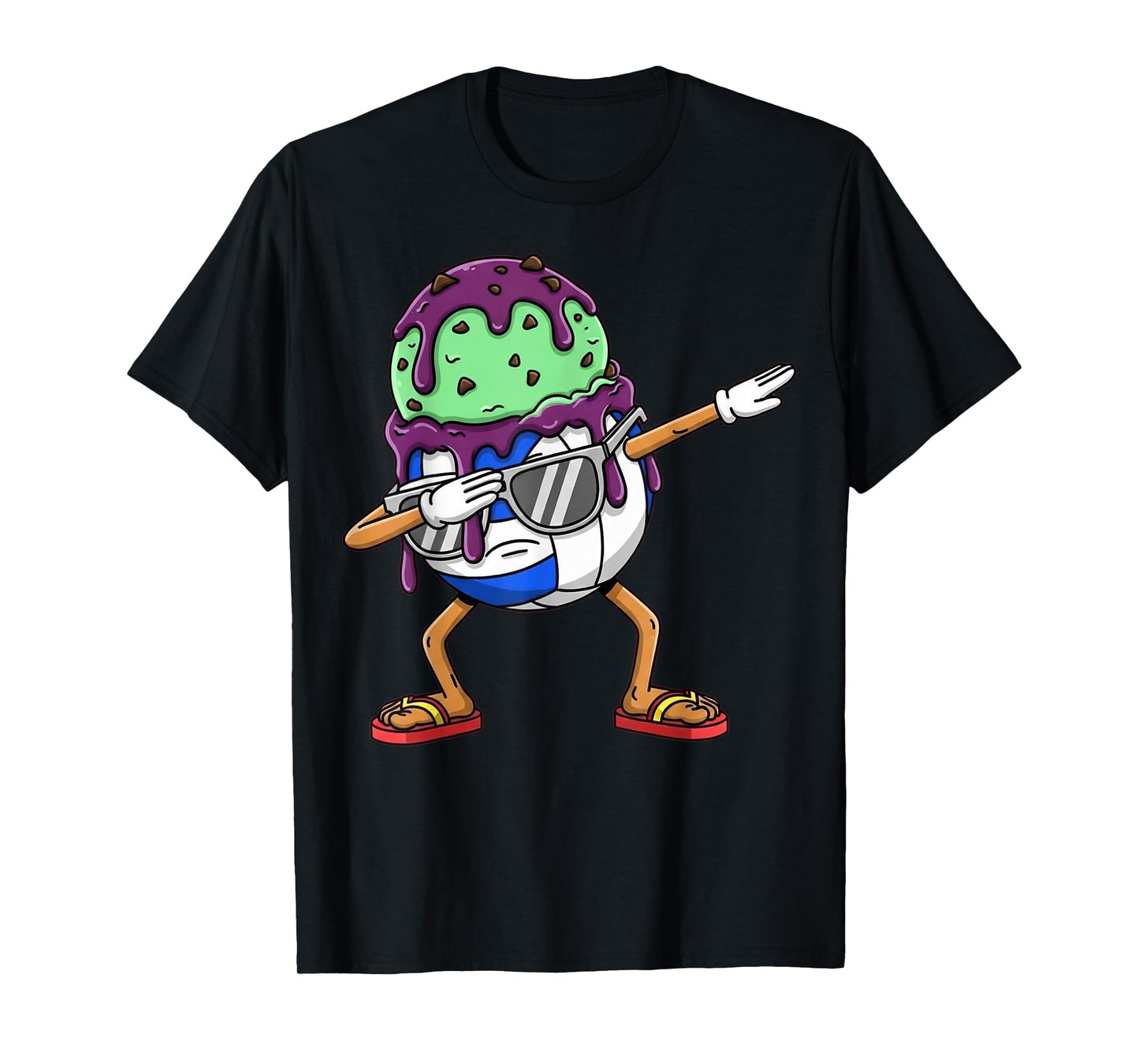 Dabbing Volleyball Drip Ice Cream Kids Youth Boys Girls T-Shirt