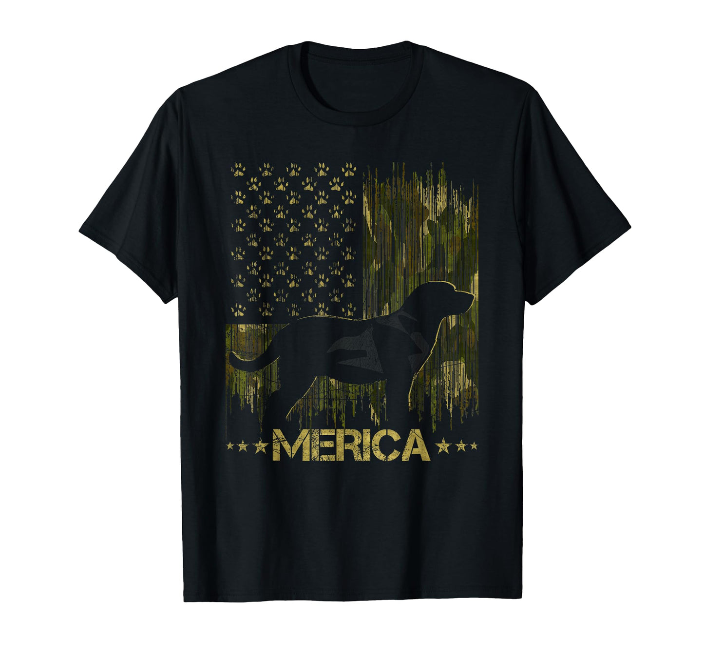 Vintage Camouflage USA Flag Merica Labrador Dog Silhouette T-Shirt for Men Women Kids