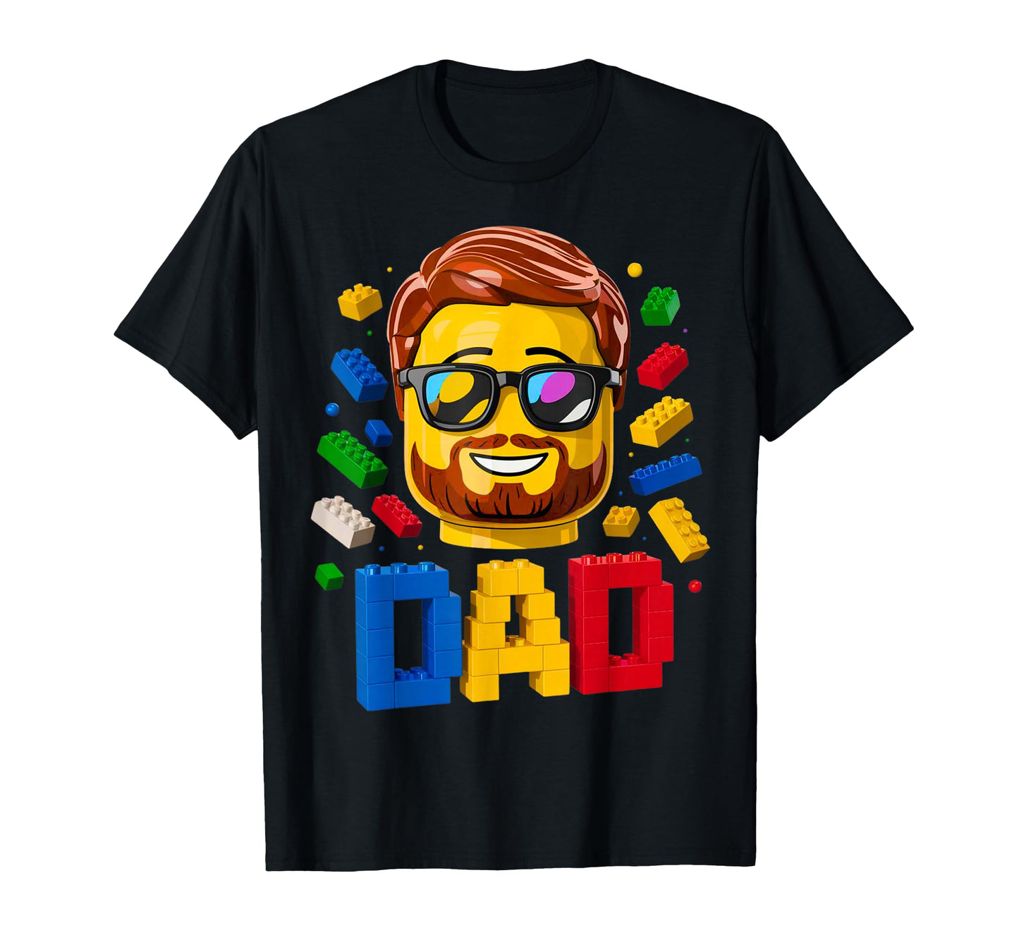 Family Dad Master Builder Building Bricks Blocks Fathers Day T-Shirt