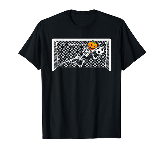 Skeleton Soccer Goal Keeper Halloween Pumpkin Goalie T-Shirt
