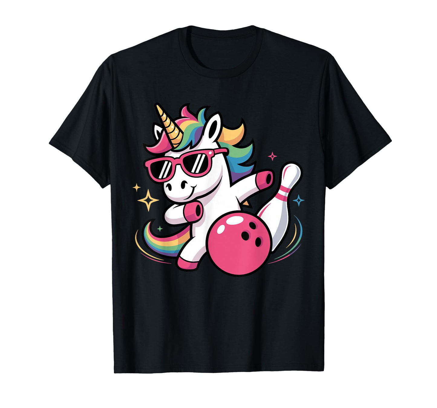 Kawaii Unicorn Dabbing Bowling Birthday Girls T-Shirt