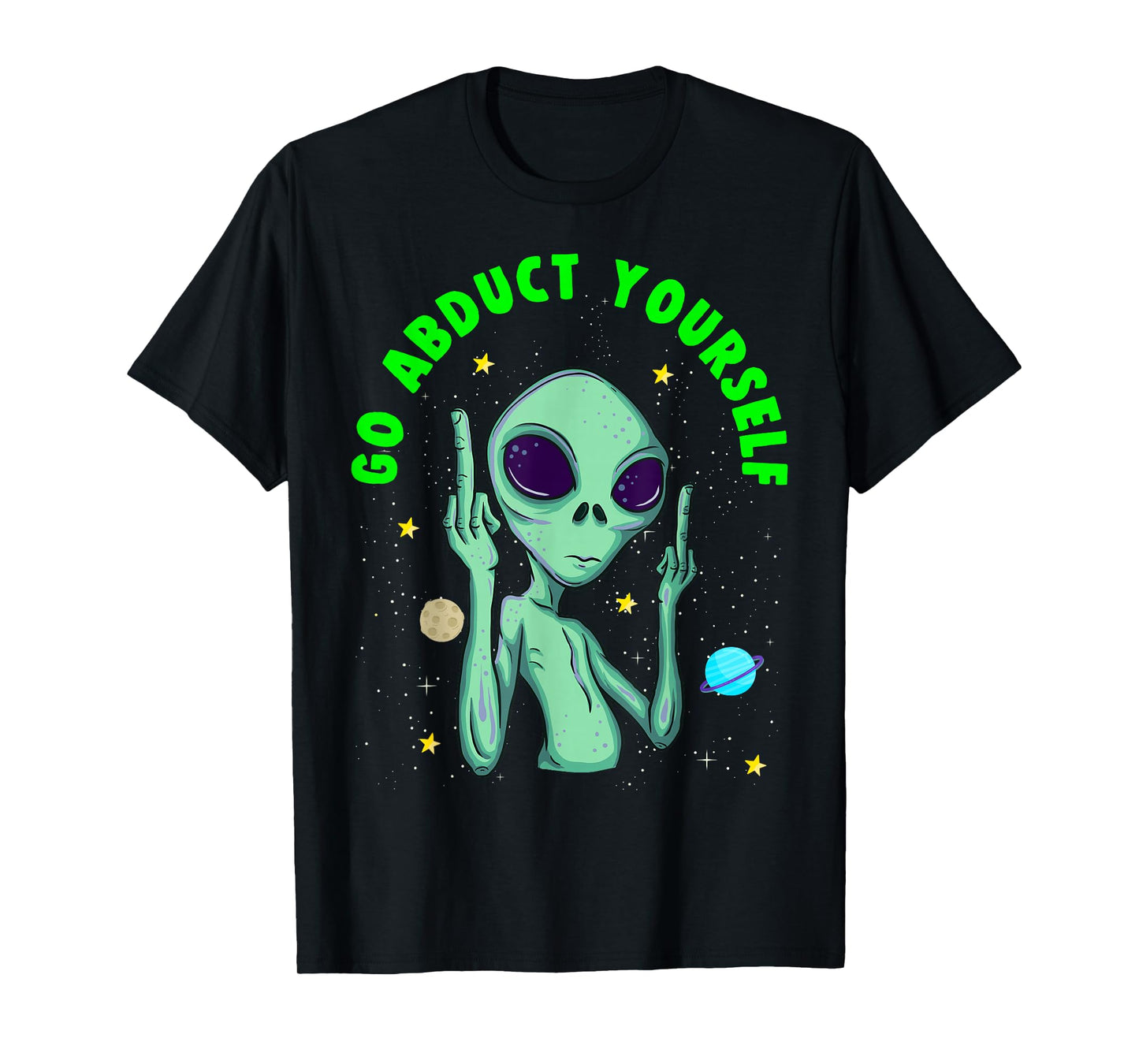 Funny Alien Middle Finger T-Shirt Flipping Double Birds T-Shirt