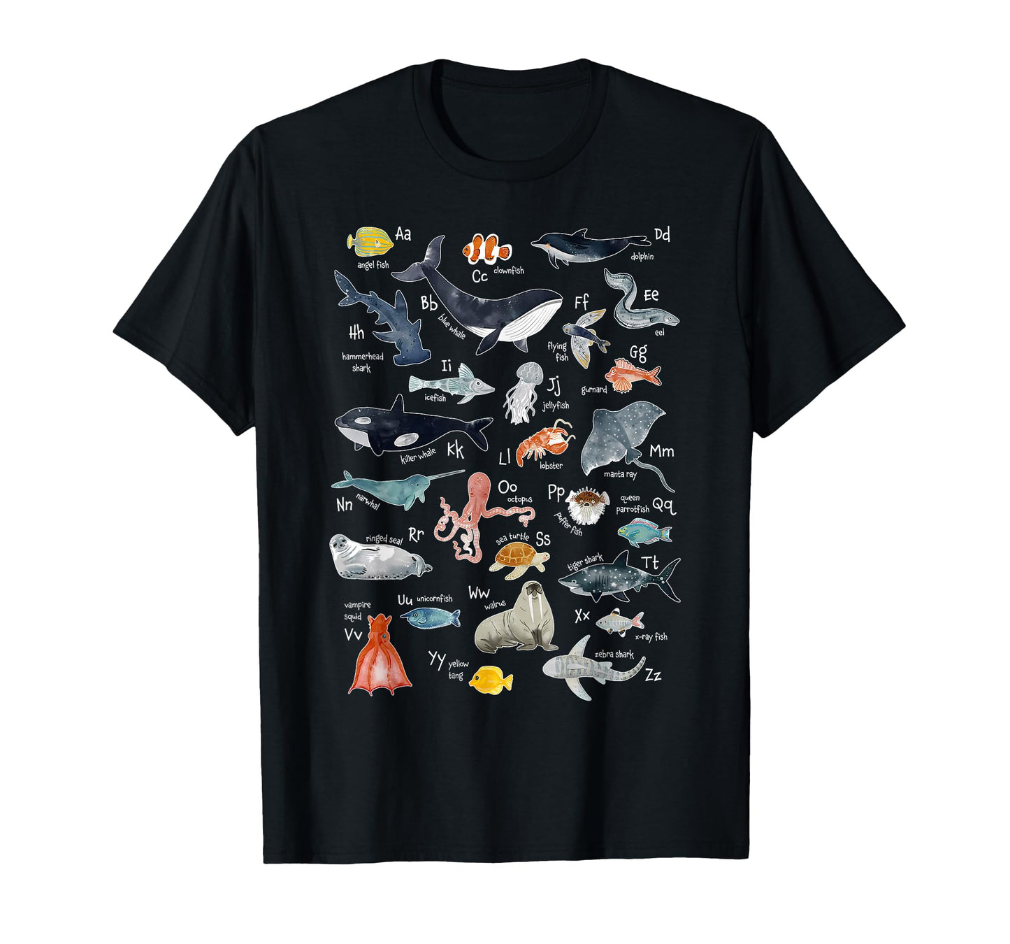 Sea Animals Alphabet Ocean Life Exploration Sea Creatures T-Shirt