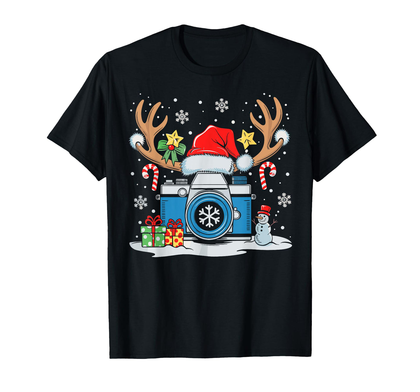 Xmas Photography Santa Hat Reindeer Photographer Christmas T-Shirt