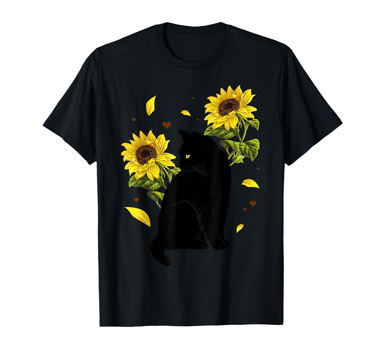 Cat Sunflower Christmas Tree Sun Flower Cat Lover Gift T-Shirt