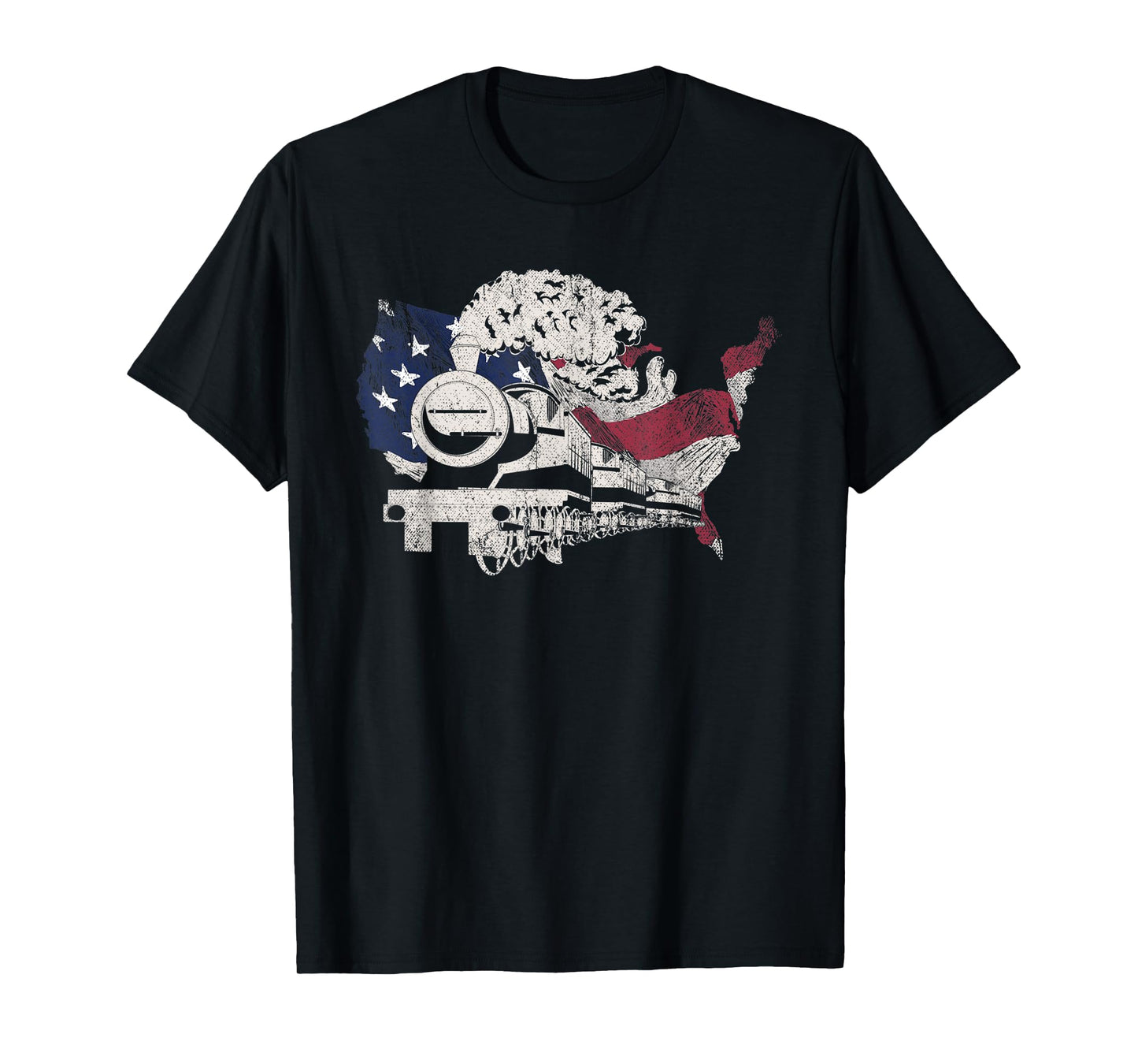 USA Flag Railroad Train Model Train Locomotive Proud Train T-Shirt for Women Kids Men