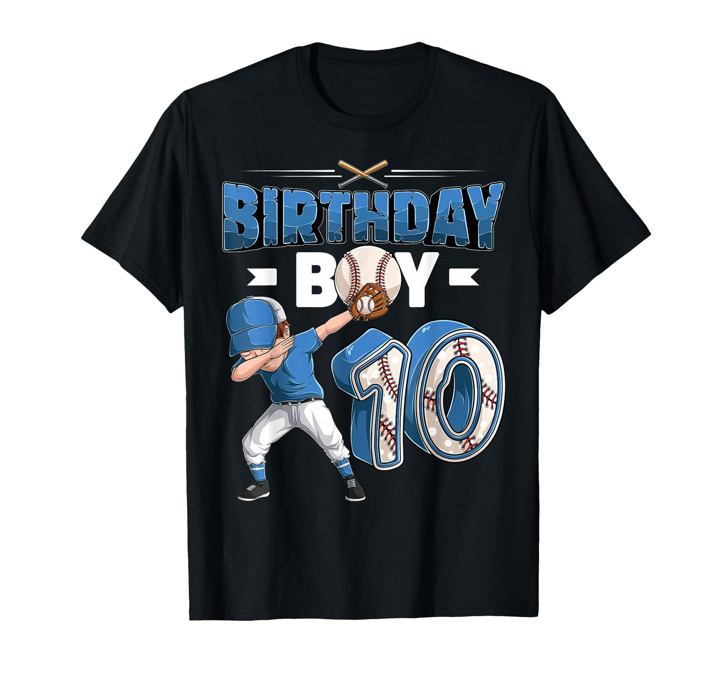 Dabbing boy 10 Year Old Baseball Player 10th Birthday Party T-Shirt