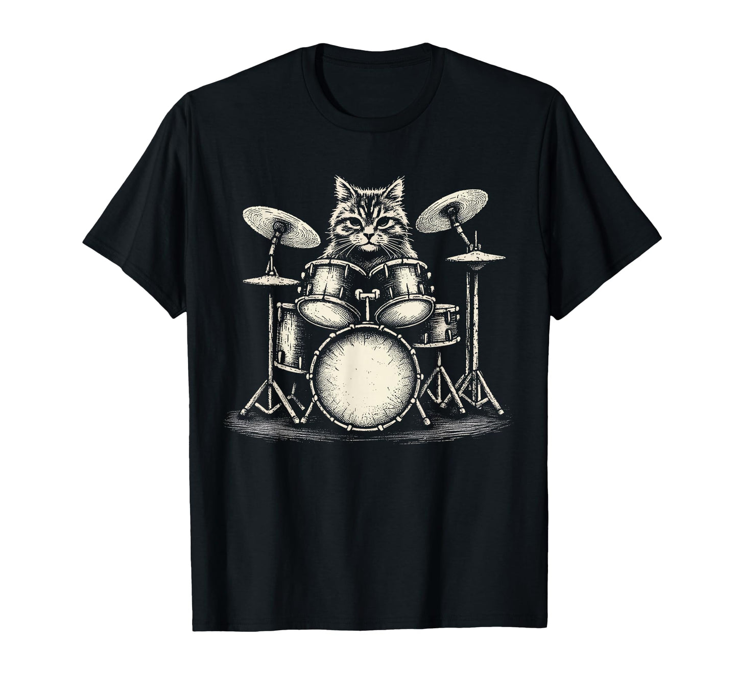 Cat Drummer Playing Drums T-Shirt