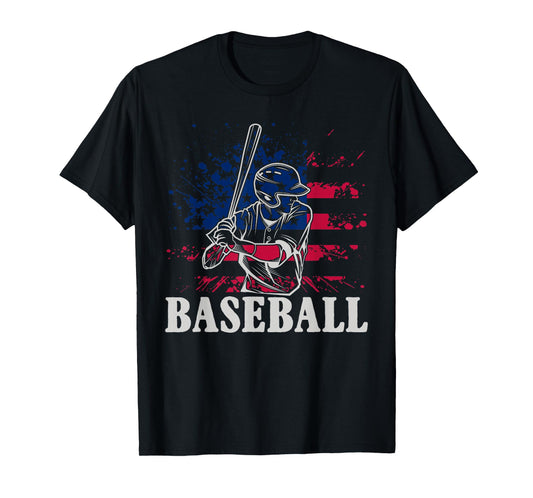 American Sport Baseball Player US Flag Batter Baseball T-Shirt