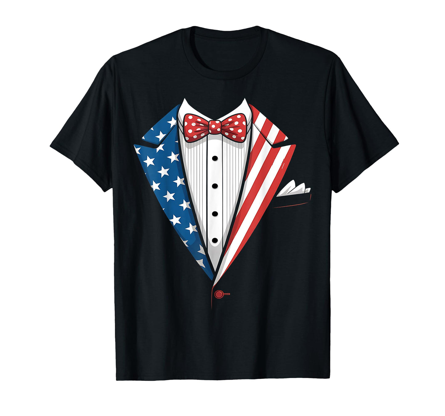 Funny 4th Of July Independence Day American Flag Tuxedo T-Shirt