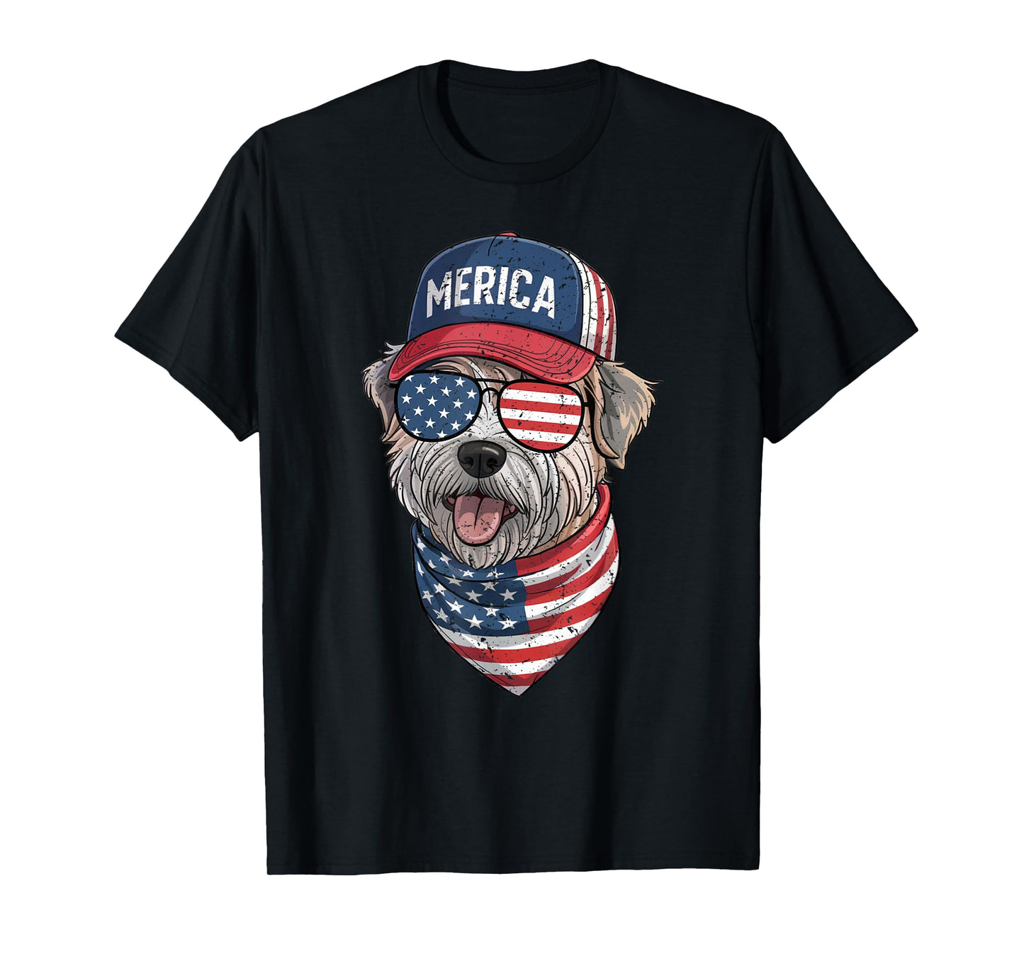 Wheaten Terrier 4th of July US American Flag Dog Patriotic Men Women Kids T-Shirt