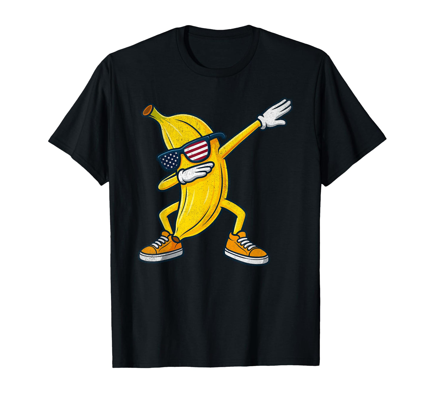 Vintage Banana Graphic American Flag Dabbing Banana Lover T-Shirt