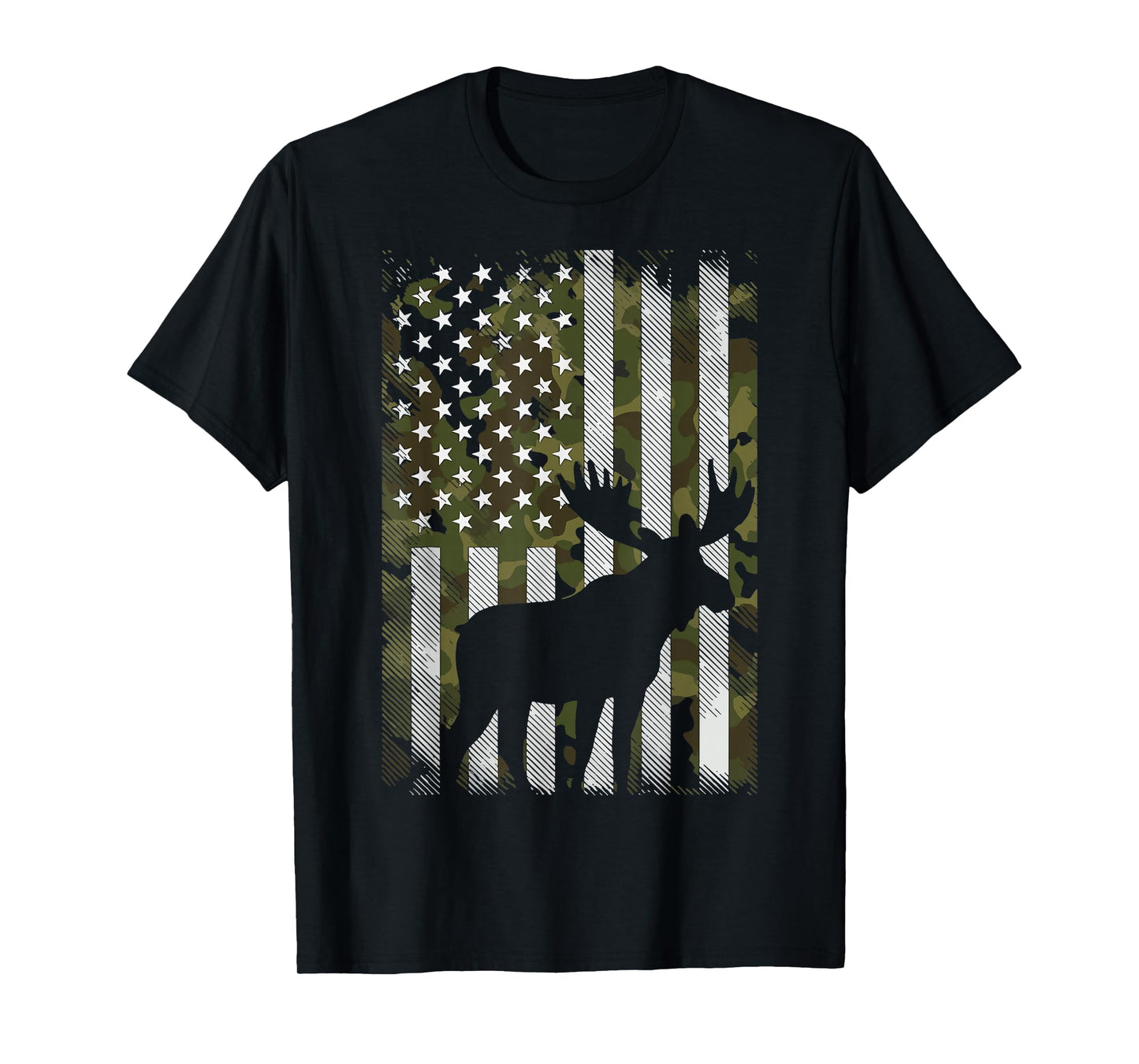 Moose USA Flag Alaska Wildlife T-Shirt