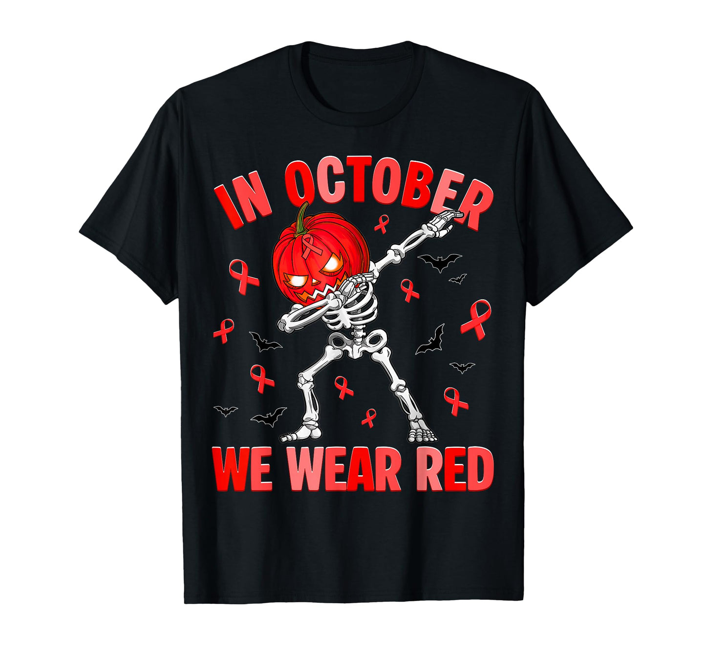 in October We Wear Red Ribbon Week Awareness Men Boy T-Shirt
