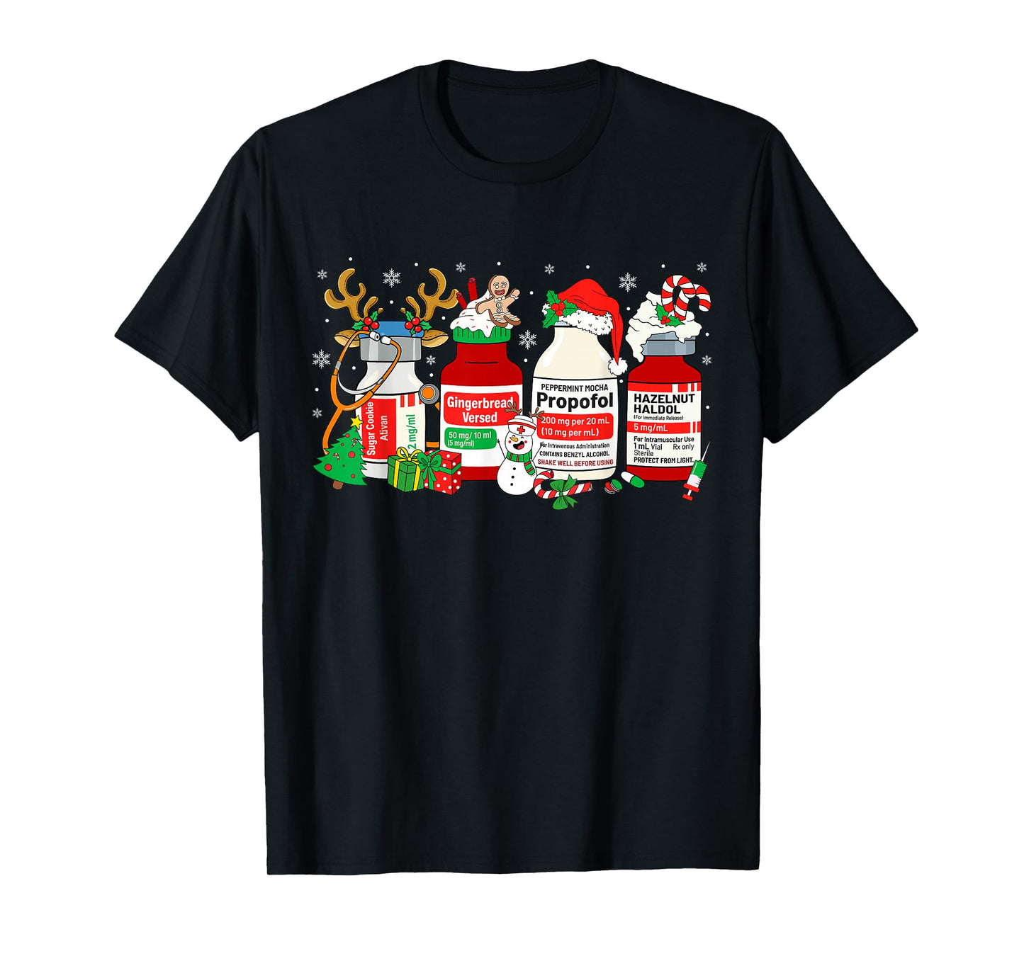 Christmas Nurse Peppermint Mocha Propofol ER ED ICU RN Nurse T-Shirt