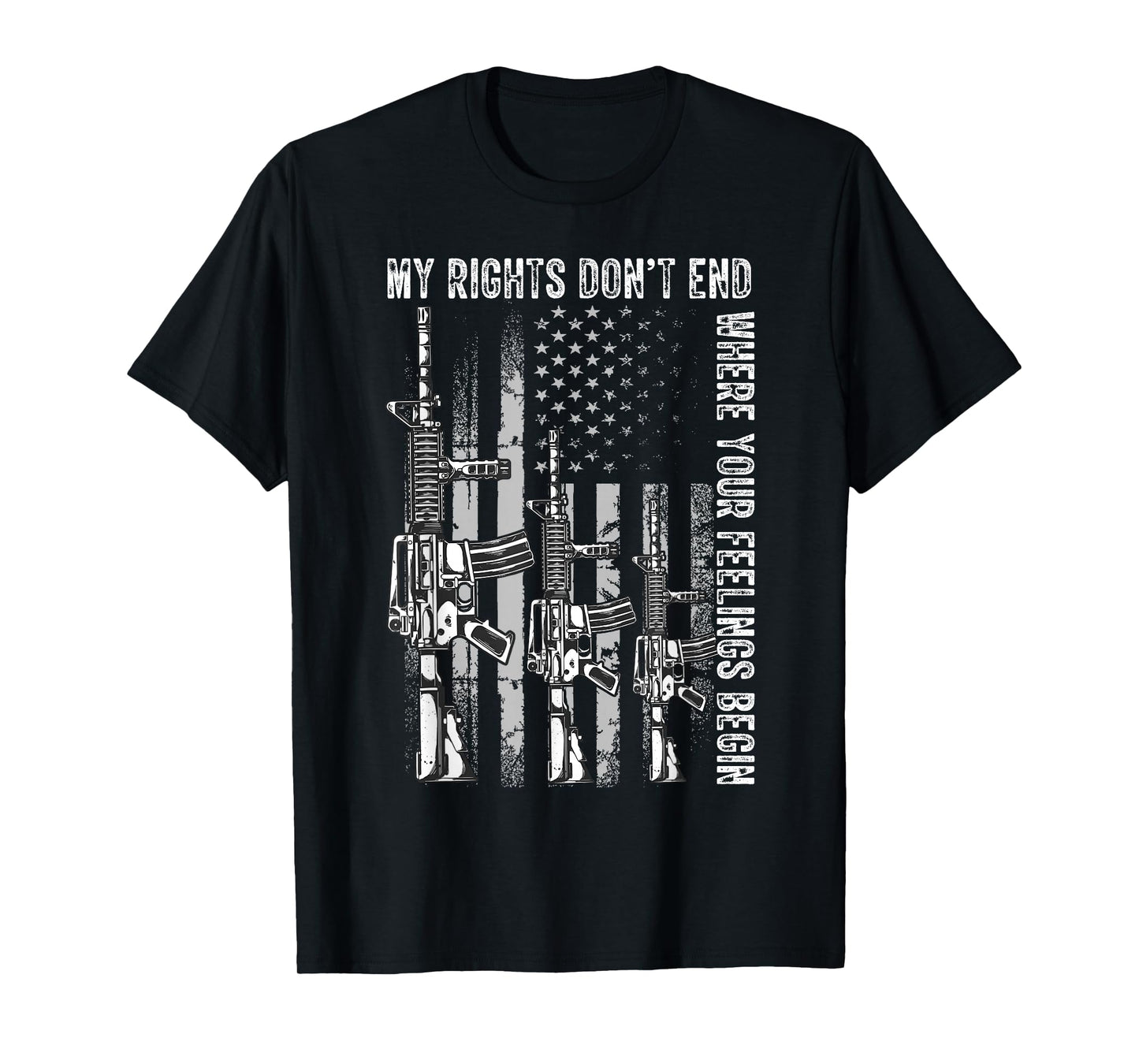 My Rights Don't End Where Your Feelings Begin USA Flag Gun T-Shirt Small